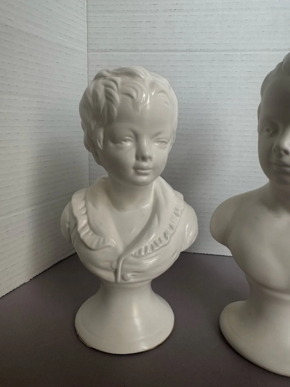 Vintage Ceramic Bust Sculpture Pair - Boy and Girl - Picture 3 of 11